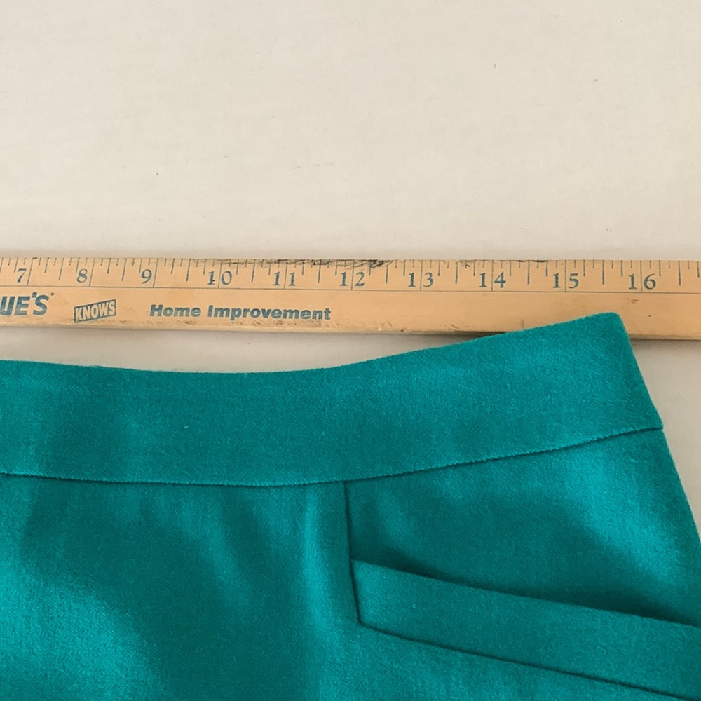 Talbots Petite Wool Blend skirt with front  pockets, light teal green - Picture 6 of 7